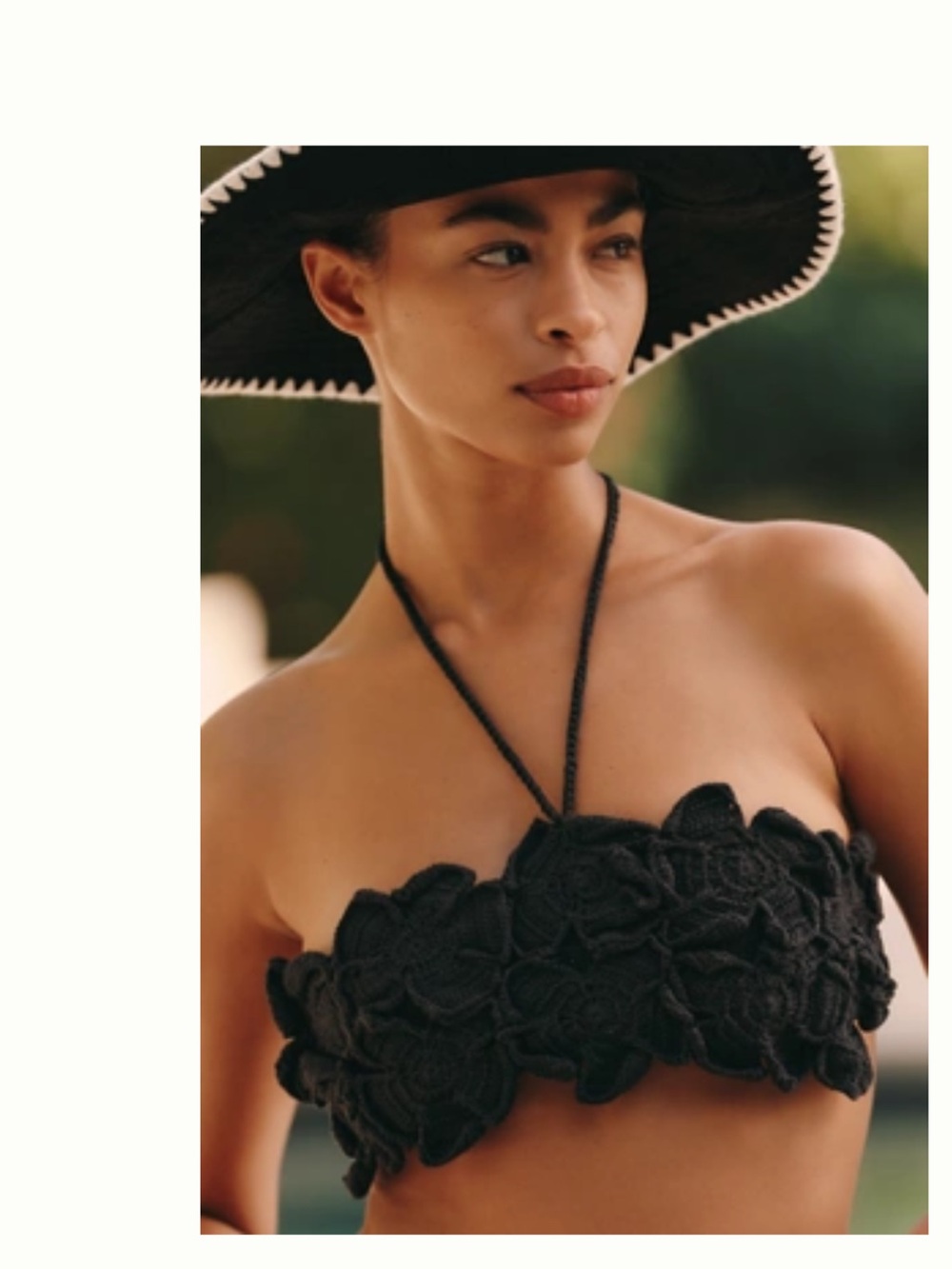Maaji Black Floral Crochet Bandeau Bikini Top